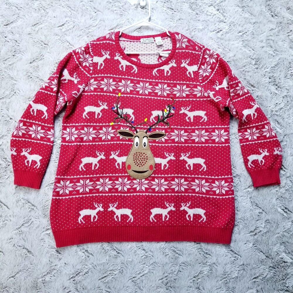 Isabella’s Closet Rudolph Reindeer Fair Isle Ugly Christmas Sweater Size 3X